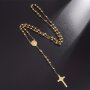 1PC San Benito Golden Plated Stainless Steel Priest Saint Benedict Rosary Necklace Pendant Jewelry For Men