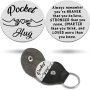 Inspirational Pocket Hug Token Keychain Stainless Steel Key Chain Ring Purse Bag Backpack Charm Gift For Best Friend Son Daughter