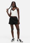 Lace-trimmed Strappy Top - White & Black