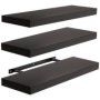 3PCS Home Office Floating Shelves For Storage On Wall 40X15X2.5CM - Black