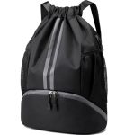 Hoedia Sports Drawstring Backpack - String Swim Gym Bag With Shoes Compartment And Wet Proof Pocket For Women&men