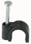 Cable Clip. Round Black C/w Nail 14MM / 100