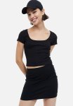 Pointelle Jersey Top - Black