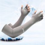 1 Pair Unisex Anti-uv Cooling Arm Sleeves With Half Finger Gloves Summer Sunscreen Sweat Absorbing Arm Guards With Non-slip Palm