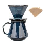 Hyaxgm Pour Over Coffee Maker Ceramic Coffee Maker With 40 Pcs Paper FILTER20OZ 600ML Pour Over Coffee Dripper Starry Blue