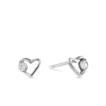 Sterling Silver Cubic Zirconia Open Heart Stud Earrings