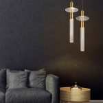Nova Pendant Light Gold Ribbed Glass