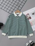 Striped Lapel Top For Kids Boys - Keep Your Little One Warm And Trendy