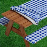 Sorfey Picnic Table Cover With Bench Covers -fitted With Elastic Vinyl With Flannel Back Fits For Table 30"X 72" Rectangle Water