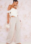 Cream Chiffon Frill Bardot Long Top - Cream