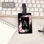 2PACK Floral And Initial Patterns Luggage Tag Pvc Luggage Name Tag Carnival Cruise Luggage Tags Personalized Luggage Tags Cute Luggage Tag For Suitcase Luggage