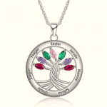 CNE103201 Sterling Silver Family Necklace With Birthstones