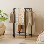 Rotating Clothes Rack With Wheels