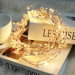 1PC Pearl Decorative String Lights Copper Wire Fairy Lights With Warm White 20 50 LED Ppsu Plastic Battery-powered Bedroom Weddi