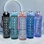 1PC 750ML 25OZ Motivational Sports Water Bottle With Time Marker Bpa-free PC Material Leakproof & Portable With Seal Ideal For F