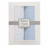 100% Cotton Muslin Swaddle Blanket Gift Set Blue
