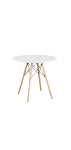 Dining Table With Wooden Legs - White