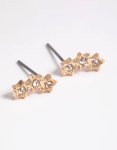 Goldair Gold Diamante Star Crawler Stud Earrings