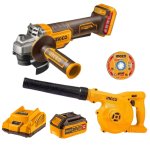 Ingco - Angle Grinder Incl 1 X 4AH Battery & Charger With Cordless Blower