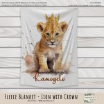 Personalised Fleece Blanket Lion With Crown
