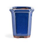 Assorted Glazed Cascade Pots 6 X 6 X 9CM - Blue Square Indented Corners