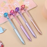 1PCS 4PCS Faux Diamond Decor Blue Ink -0.7MM Ballpoint Pen