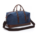 Oversized Leather Canvas Duffel Shoulder Overnight Bag - Various Colors Available - Blue