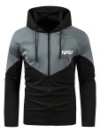 Men's Contrast Color And Letter Print "nasa" Hooded Long Sleeve Sports Shirt Chic And Trendy Tops For Spring And Autumn Sports A