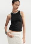 Ribbed Vest Top - Black