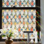 Duofire Window Privacy Film Stained Glass Window Film Decorative Static Cling Non-adhesive Reusable Anti Uv Colorful Windows Dec