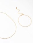Goldair Gold Plated Cubic Zirconia Tennis Bracelet & Necklace Set