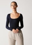Merino Blend Scoop Neck Long Sleeve Knit