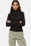 Long-sleeved Ribbed Top - Black