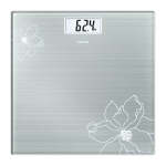 Beurer Germany Gs 10 Bathroom Scale: Compact Space-saving. Silver-grey Glass With Shimmer Flower Motif. 180KG Capacity