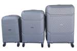 Smte 3 Piece Hard Outer Shell Quad Wheel Luggage Set S-1-5 Silver With Keychain