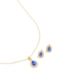 Goldair Gold Sapphire Diamante Pear Necklace & Earrings Set