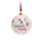Xmas Ball Polyester 7.5CM White - With Winter Is Coming