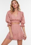 LaCie Lace Detailed Voile Bottom-top Set - Pink