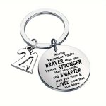 21ST Birthday Keychain Inspirational Motivational Charm Keyring With Number 21 Silvery Best Friend & Family Accessory