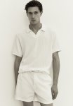 Regular Fit Rib-knit Polo Shirt - White
