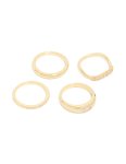 Goldair Gold Plated Cubic Zirconia & Plain Rings 4-PACK - M l
