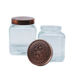 Sq Jar With Rose Gold Lid 1.8L