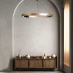 Monaco Round LED Pendant With 6 Built In Spotlights - Black And Gold