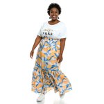 Donnay Plus Size A-line Tiered Skirt - Floral