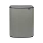 Brabantia Bo Touch Bin 2 X 30 Litre In Concrete Grey Matt Black White Platinum - Platinum