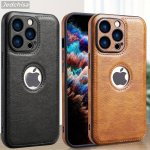 Logo View Compatible With Iphone 15 14 13 12 Pro Max Case Slim Premium Vegan Leather Classic Luxury Elegant Thin Cover Shockproo