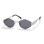 Silver Hexagon Smoke Sunglasses