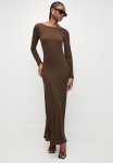 Superbalist Long Sleeve Boat Neck Knit Column Scoop Back Maxi Dress - Espresso