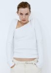 Asymmetric-neck Jumper - White