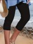 Solid Color Skinny Capri Leggings Casual Stretchy Leggings For Spring & Summer Women's Clothing